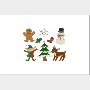 Christmas illustration cartoon drawing. Clipart. Posters and Art